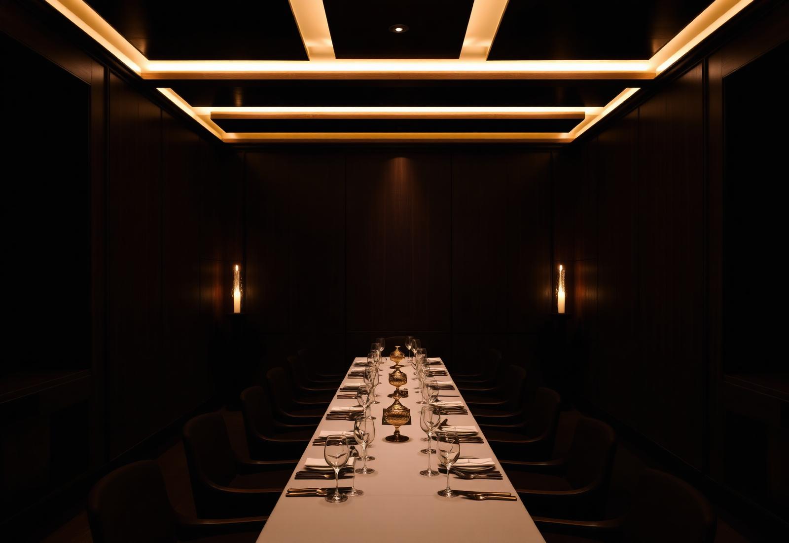 Private dining room set for an intimate dinner